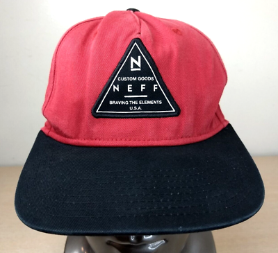 #ad NEFF CUSTOM GOODS BRAVING THE ELEMENTS ADJUSTABLE SNAPBACK BASEBALL HAT CAP RED $11.50