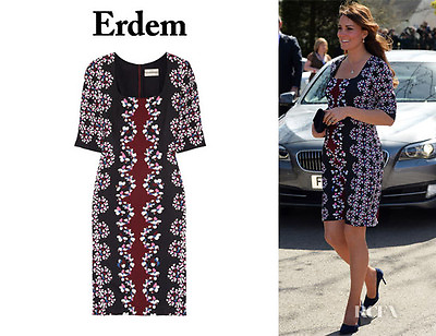 #ad New ERDEM SOPHIA Floral Crepe Silk DRESS US 6 8 UK 10 12 seen on KATE $1099.99