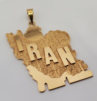 #ad Unique 18k Solid Yellow Gold Persian Map Pendant $1500.00