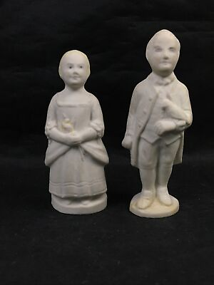 #ad Married Couple White Porcelain Figurines 3quot; Dolls Husband Wife $15.00