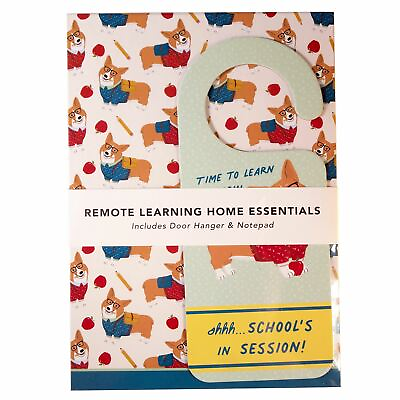 #ad Remote Learning Home School Essentials : Corgi Dog Themed Notepad and Door Han $10.00