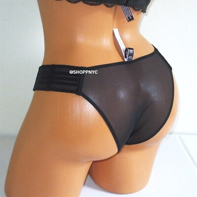 #ad VICTORIA SECRET Luxe Lingerie Very Sexy Cheekini Panty S M L Sheer Black $29 $14.95