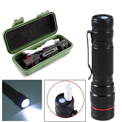 #ad Tactical LED Flashlight Military Torch 3 Modes Zoomable Bright Light Pocket Clip $5.79
