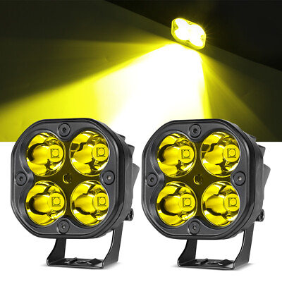 #ad 2X 80W 3inch Amber LED Cube Pods Work Lights Offroad Driving FOG Lamp Spot Flood $29.99