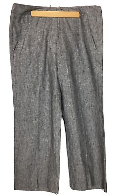 #ad TU UK 14 S Grey Fleck 100% Linen Wide Leg Trousers Pockets Length App 28.5” NEW GBP 12.99