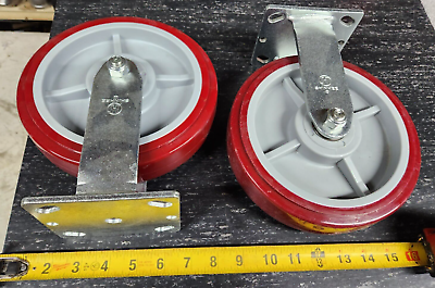 #ad Unbranded 50567 Standard Duty 8quot; Rigid Red Polyurethane Casters 800lb Capacity $75.99