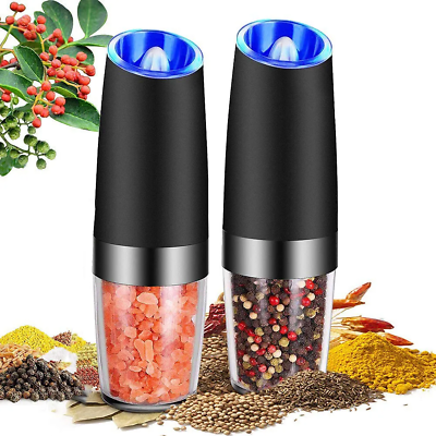 #ad Gravity Electric Pepper Salt Grinder Set with LED Light Stainless Steel 2Pack $18.99