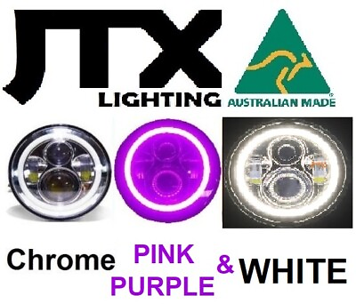 #ad 1pr 7quot; LED Chrome Headlights PURPLE and WHITE Land Rover Defender 90 110 130 AU $474.00