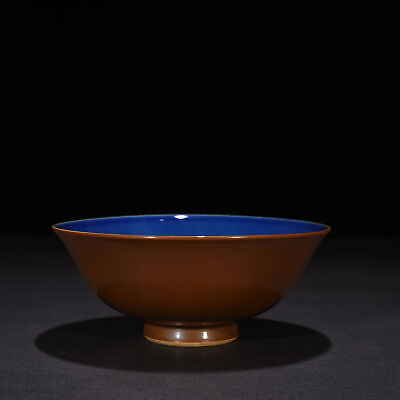 #ad 6“ China ancient Yuan Shufu Fund Sacrificial blue glaze Floral pattern bowl $340.00