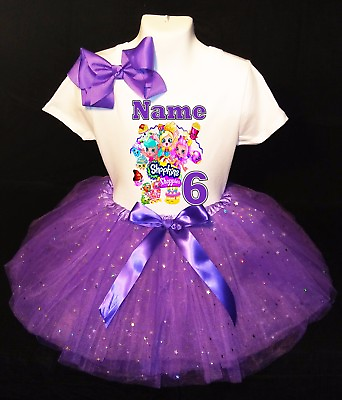 #ad Shopkins *With NAME* 6th Sixth 6 Birthday Purple Tutu Dress Fast Shipping $37.99