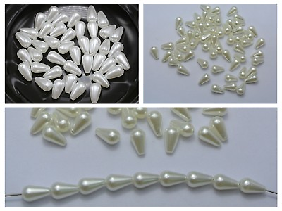 #ad 200 Plastic Faux Pearl Teardrop Beads 6X10mm Imitation Pearl AU $3.59