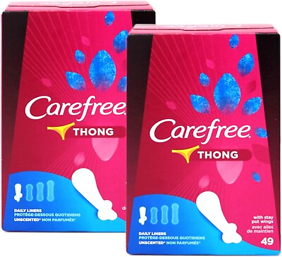 #ad Carefree Thong Regular Liner 2 pack each 49 Count $9.99
