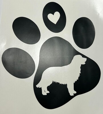 #ad Golden Retriever dog Paw print Vinyl Decal many colors and sizes to choose from $7.95