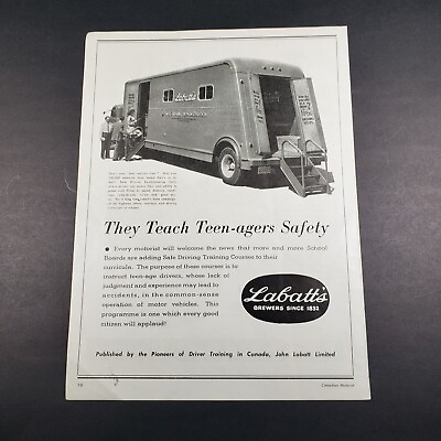 #ad 1952 Print Ad Labatts Brewers Teach Teenagers Safe Driving AD1 6 $14.39