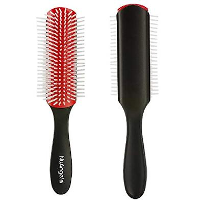 #ad 9 Rows Hair Brush Easy Clean Removable Hairbrush For Styling Red Black $12.13