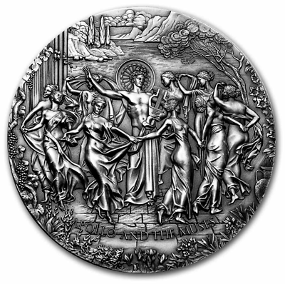#ad Apollo and The Muses Celestial Beauty 5 oz Antique finish Ag Coin Cameroon 2022 $525.00