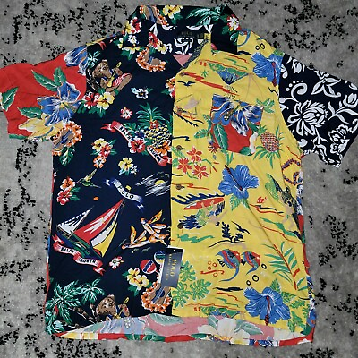 #ad POLO RALPH LAUREN Mens Classic Fit Colorblock Hawaiian Viscose Camp Shirt XL NWT $99.99