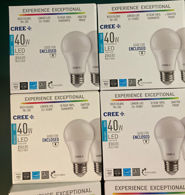 #ad Lot of 8 Cree Exceptional Series 40W Day Light 5000K A19 Dimmable LED $62.99