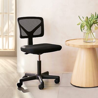 #ad Armless Office Desk Chair Small Task Chair with Mesh Lumbar Support and Swiv... $93.33