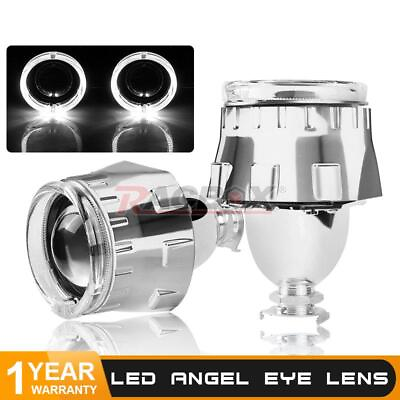 #ad 2.5inch RHD White LED Angel Eyes Projector Lens w Shroud Headlight Retrofit $55.98