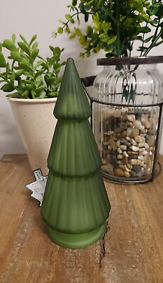 #ad Lit Frosted Glass Green Christmas Tree Decor Light Up 8quot; New Holiday from Target $8.80