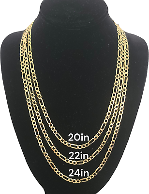 #ad 10K Gold 4.8mm Figaro Chain Necklace Unisex For Women Men 20in 22in 24in $339.00