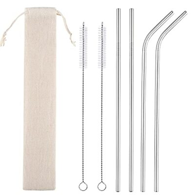 #ad Set of 4 Reusable Metal Straws Long Stainless Steel 30 oz and 20 oz Tumblers. $9.99