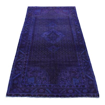 #ad 4#x27;7quot;x9#x27;7quot; Purple Wool Hand Knotted Overdyed Amadan Wide Runner Rug R80875 $312.30
