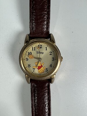 #ad Vintage Disney Winnie the Pooh Japan Movt Man Made Backing Round Watch $37.77