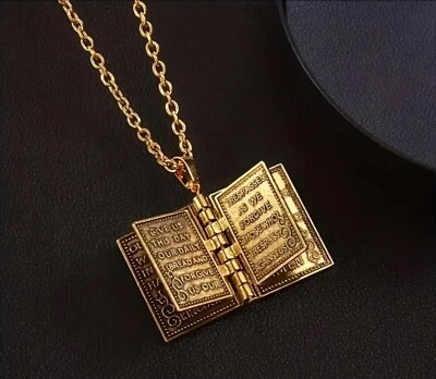 #ad Cross Stainless Steel Bible Book Pendant Necklace for Jesus lovers with box $13.99