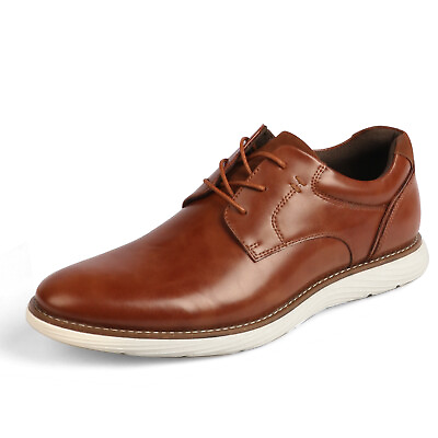 #ad Men#x27;s Leather Shoes Dress Lace Up Series Casual Oxford Shoe Red Brown $22.77
