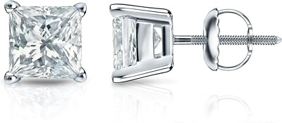 #ad 5.00 Ctw Lab grown diamond stud earrings 14 Kt white gold IGI certified G VS1 $1899.99