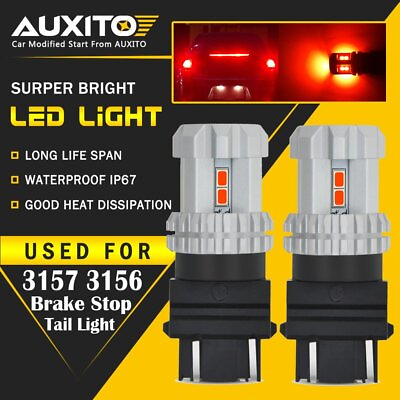 #ad 2X AUXITO 3157 3156 Brake Light Stop Tail Light Bulb Super Red LED 12K For Ford $14.81
