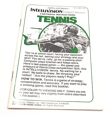 #ad Vintage Mattel Intellivision Tennis For 2 Players Cartridge Instructions 1980 $9.25