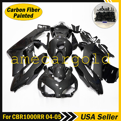 #ad Carbon Fiber Painted Fairing Kit Bolts for Honda CBR1000RR 2004 2005 ABS Black $499.00