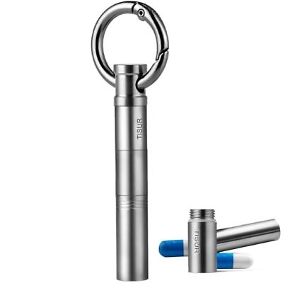 #ad Small Keychain Pill Holder ，Titanium Metal Travel Pill Case Portable Pill Org... $33.81