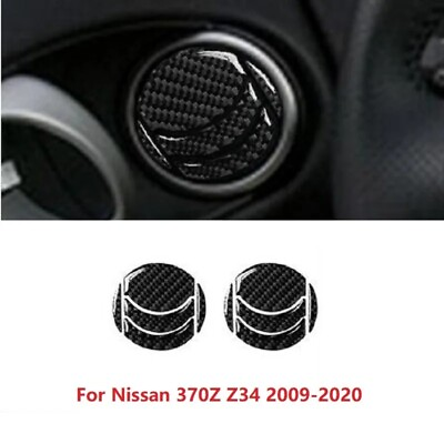 #ad Carbon Fiber Car Air Conditioner Vent Exhaust Sticker Cover For Nissan 370Z Z34 $7.28
