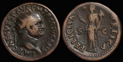 #ad ANCIENT ROME Vespasian 69 79AD AE Dupondius 11.29g Rome 74AD. cf S 2435. $159.99