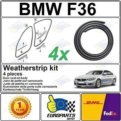 #ad BMW F36 4 Series Gran Coupé Rubber Door Seal Edge Protector Weatherstrip 4Pc Set $110.00