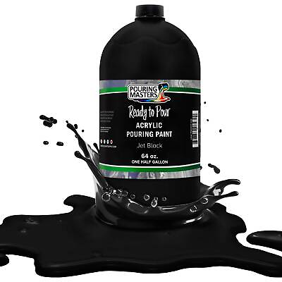 #ad Pouring Masters Lamp Black 64 Ounce Bottle of Water Based Acrylic Pouring Paint $33.99