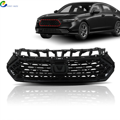 #ad Front Upper Grille Mesh Grill For 2023 2024 Honda Accord Black Durable Plastic $130.23