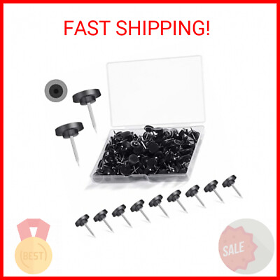 #ad JIMSUMM 150 PCS Push Pins Standard Plastic Head Steel Point Black Thumb Tacks f $9.45