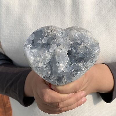 #ad 2.85LB Natural Blue Celestite Quartz Cluster Heart Crystal Geode Mineral healing $54.00