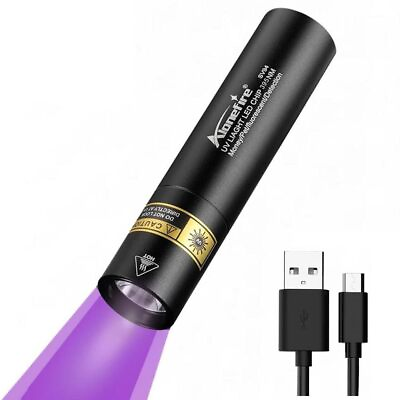#ad SV94 395nm Small UV Flashlight 3W USB Rechargeable Mini Black Light Money Det... $18.43