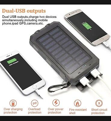 SOLAR Charger POWER Usb Portable Power Bank IPhoneAndroid Laptop NO FLASHLIGHT $10.99