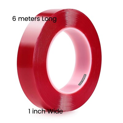 #ad 1” X 20ft 6m Double Sided Tape Clear Waterproof Mounting Tape Strong Adhesive $9.45