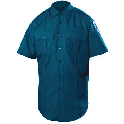 #ad Blauer Police Uniform Short Sleeved Poly Zippered Shirt 8610 Z $10.00
