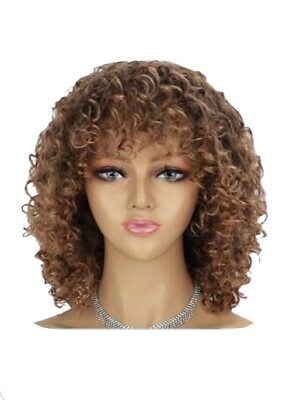 #ad Women Brown Tone Loose Curl Synthetic Wig Length 14 in￼ $22.50