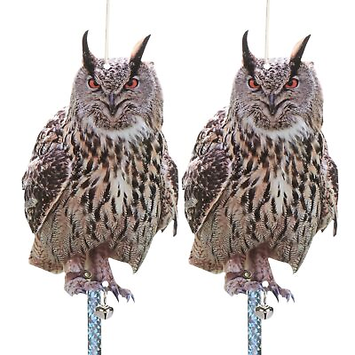#ad Owl to Keep Birds Away 2 Pack Bird Scare Plastic Owl Hanging Garden Owls $10.96