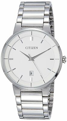#ad Citizen Men#x27;s Quartz White Dial Stainless Steel Watch BI5010 59A NEW $69.99